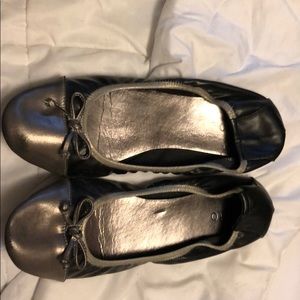 Grey and Black flats.